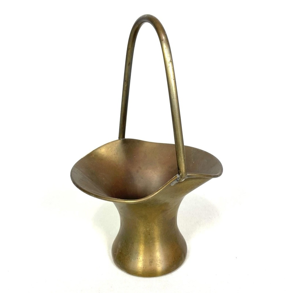 Antique S.W. Farber New York Brass Basket Early 20th Century 8"